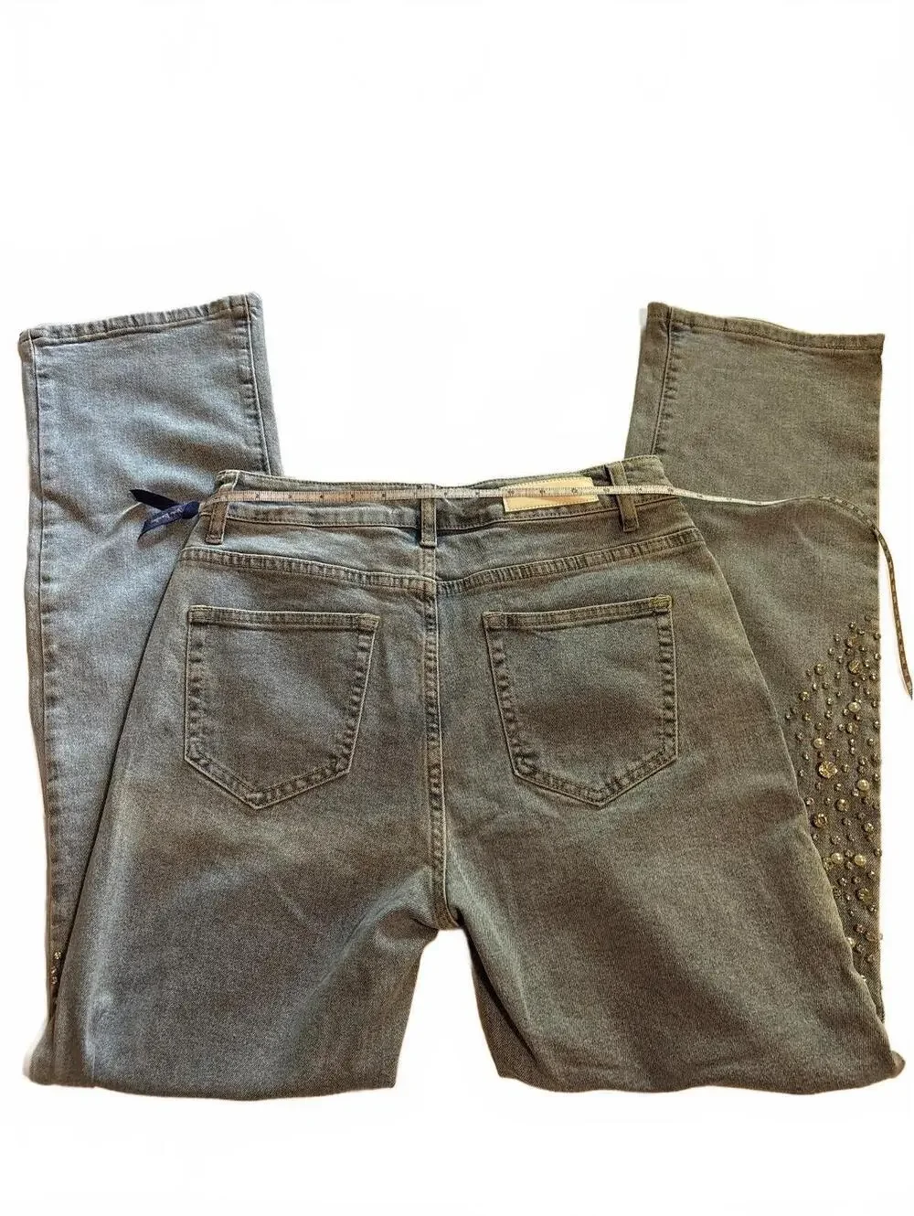 Akira Black Label Embellished Rhinestone Straight Leg Jeans Medium Wash Size 11